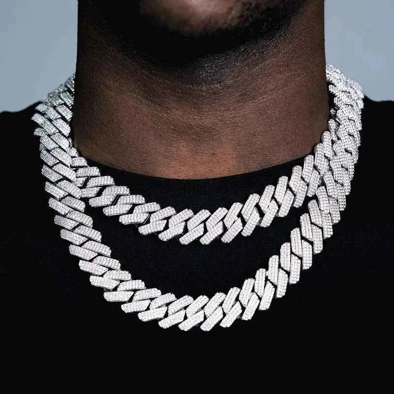 20mm Iced Out Cuban Link Chain | 3-Row CZ Heavy Chunky Hip Hop Necklace