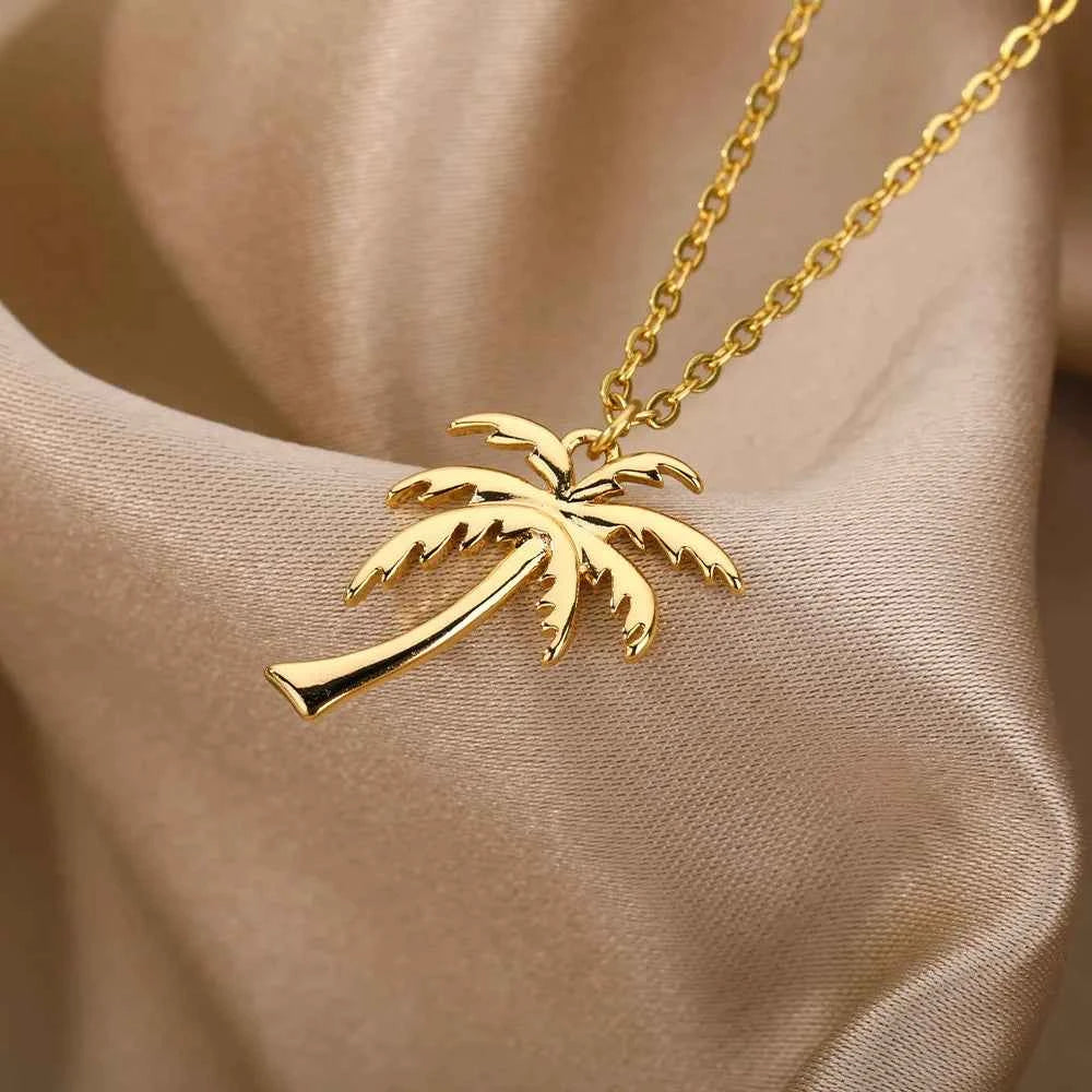 Tropical Palm Tree Necklace - Stainless Steel