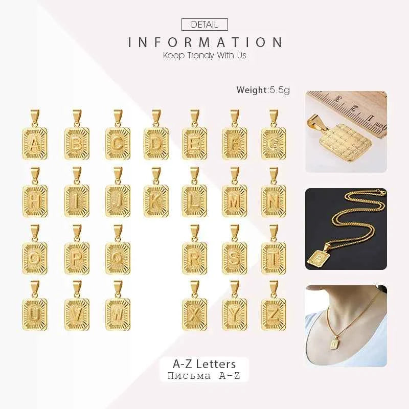 Trendy A-Z Initial Letter Pendant Necklace | Stainless Steel Gold-Color Choker for Men & Women