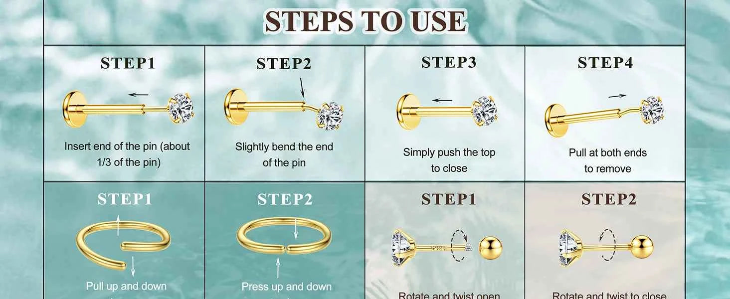 Cartilage Earrings Set - 22 Pieces 16G Surgical Steel Flat Back Studs & Nose Rings