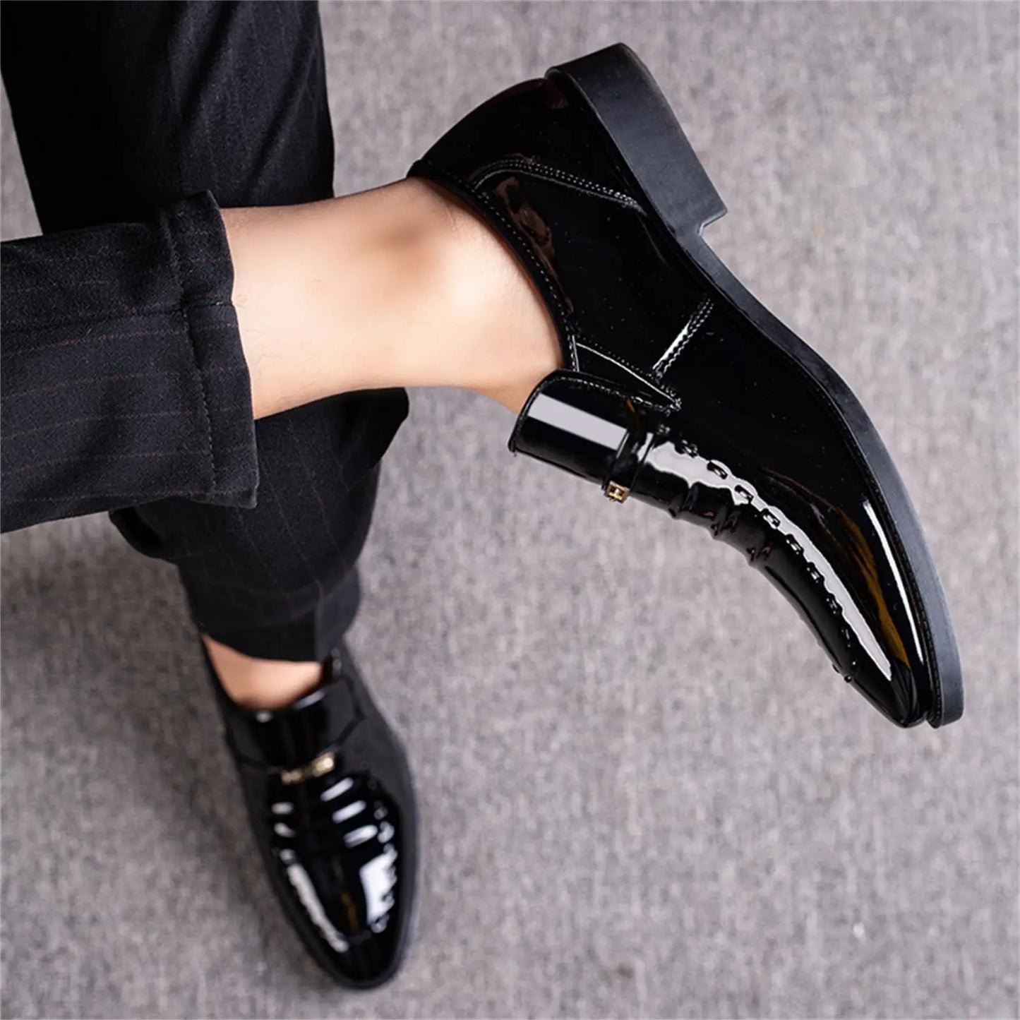 Men's Premium Slip-On Dress Loafers | High-Gloss Leather-Look Boat Shoes