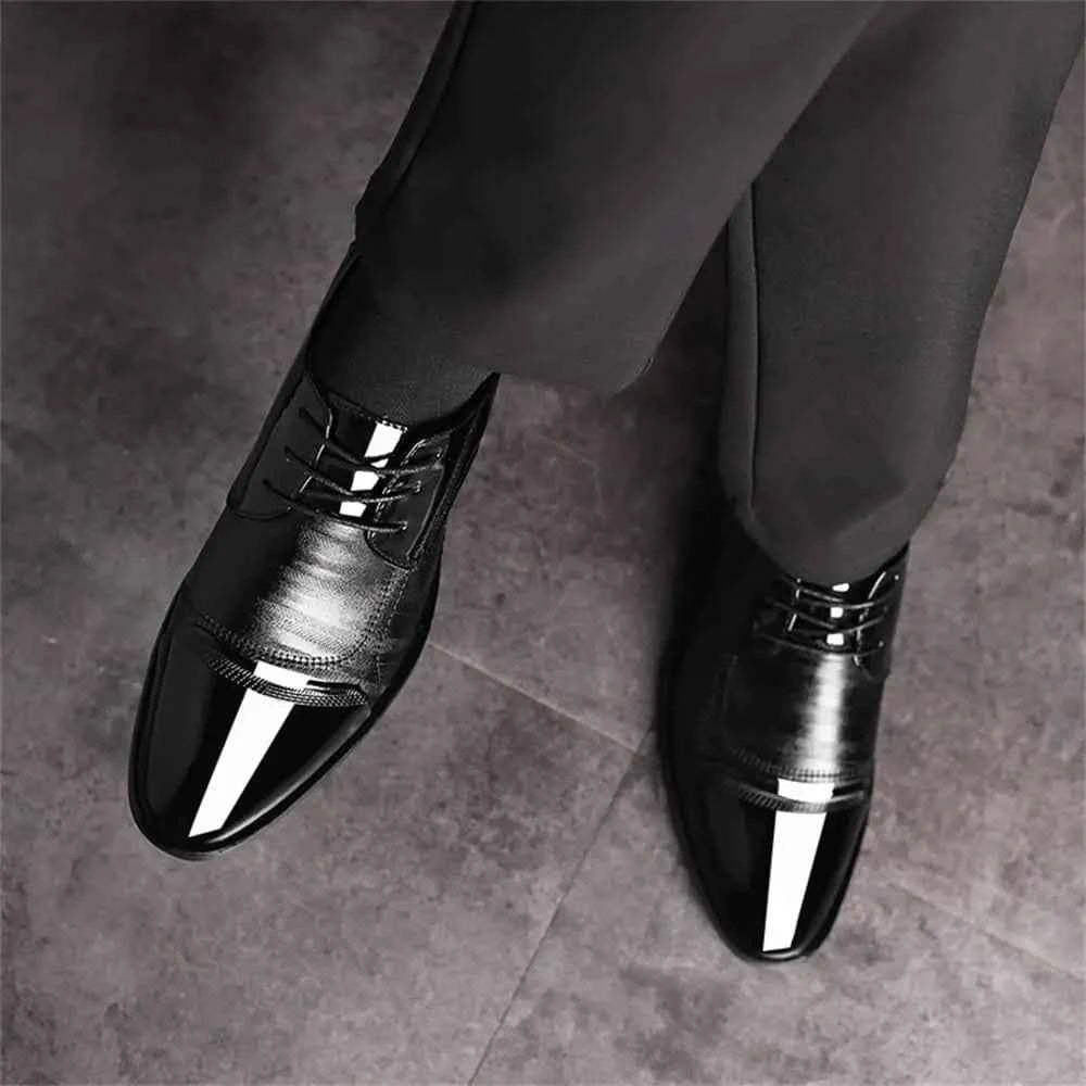Men's Patent Leather Oxford Dress Shoes - Classic Business & Formal Derby Shoes