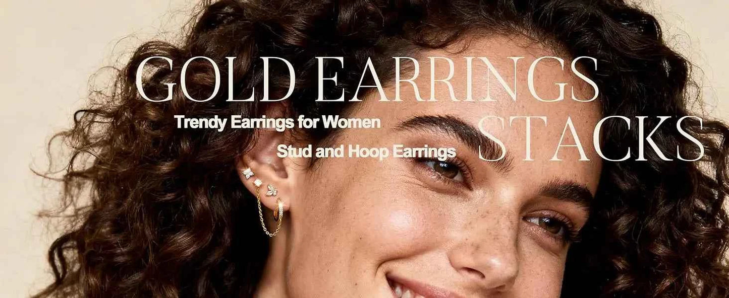 14K Gold Plated Hoop Earrings for Women Double Piercing Chain Earrings Dainty Stud Earrings Hypoallergenic Hoop Earrings Set