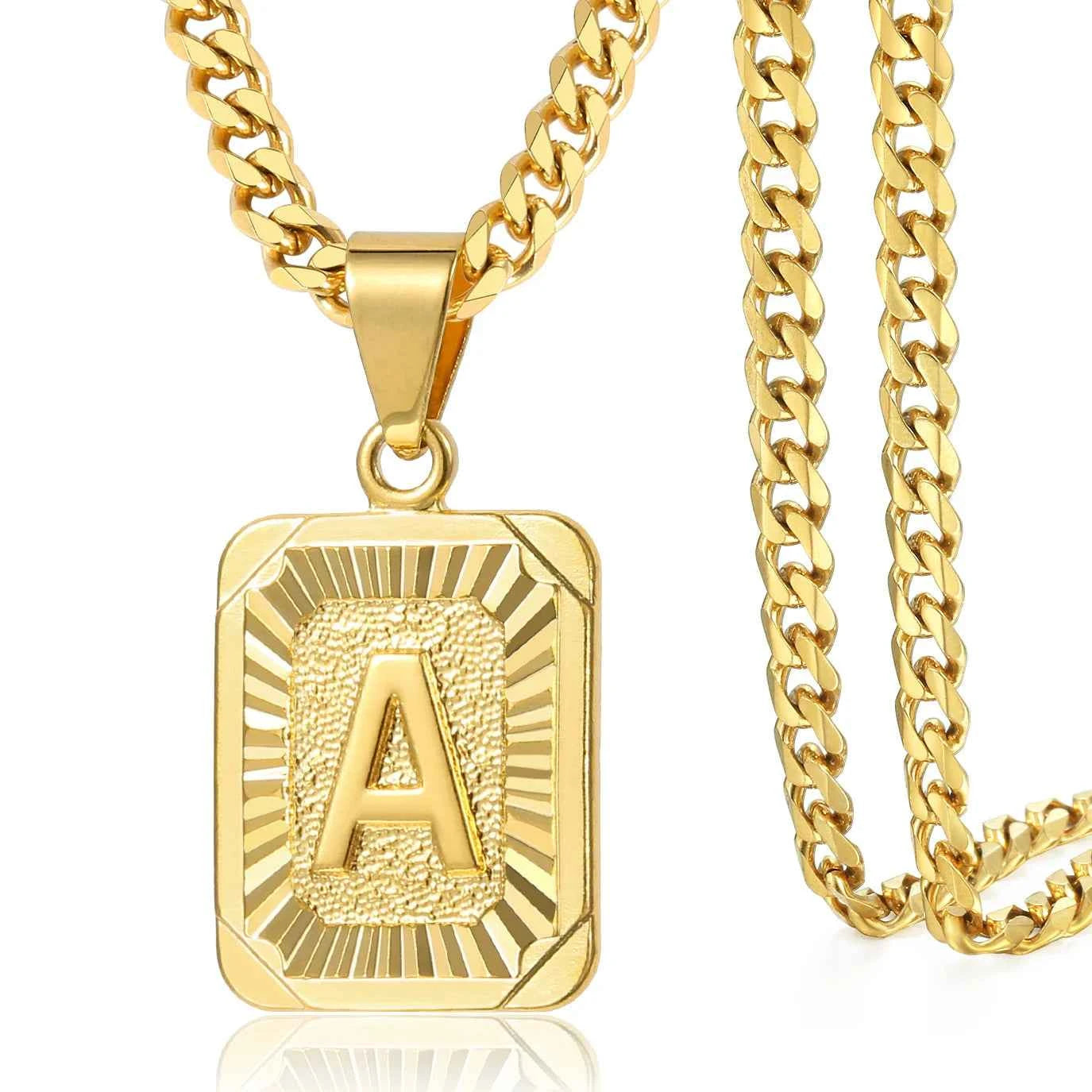 Trendy A-Z Initial Letter Pendant Necklace | Stainless Steel Gold-Color Choker for Men & Women