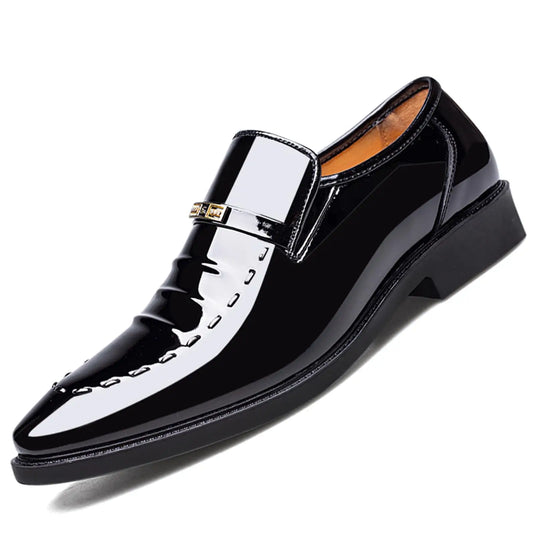 Men's Premium Slip-On Dress Loafers | High-Gloss Leather-Look Boat Shoes