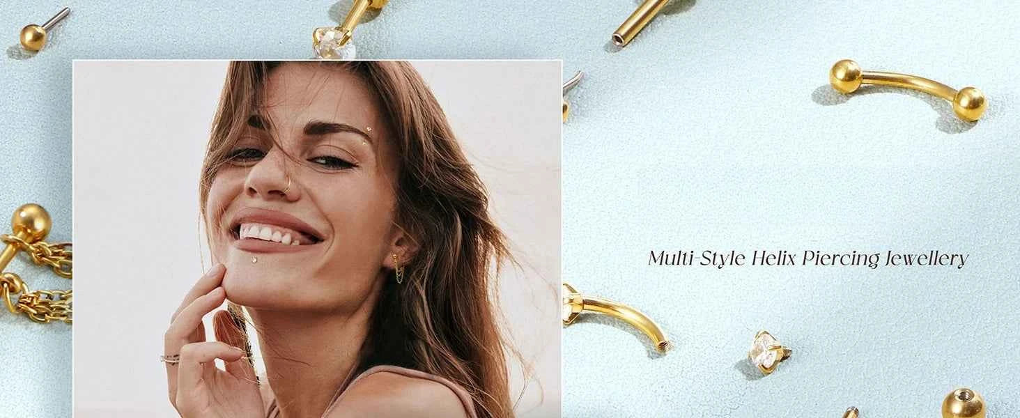 Cartilage Earrings Set - 22 Pieces 16G Surgical Steel Flat Back Studs & Nose Rings