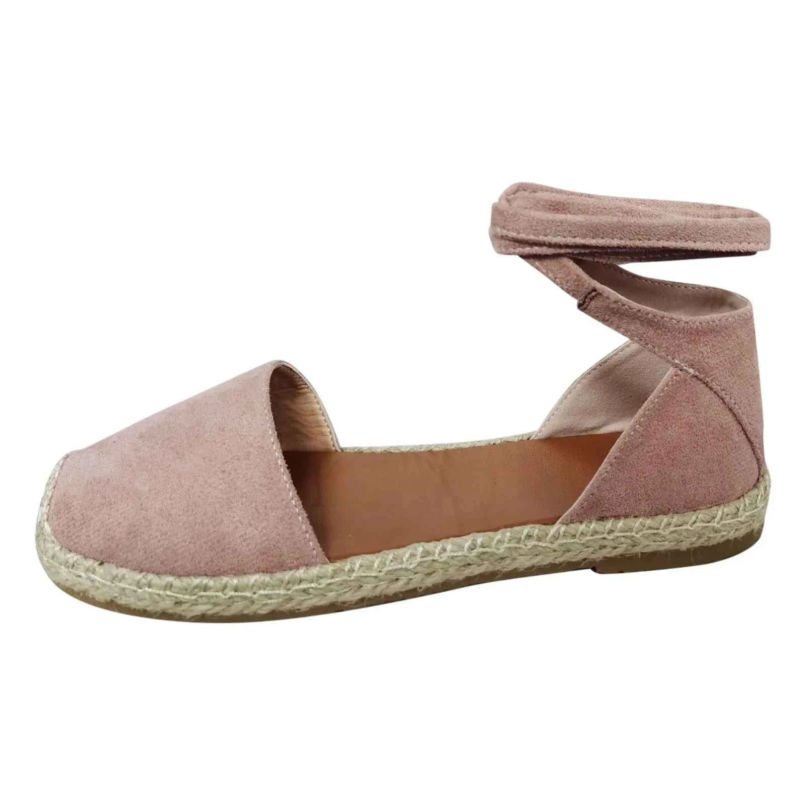 Handmade Linen Sandals Women Espadrilles Ankle Wrap Comfort Bohemian Ladies Summer Shoes