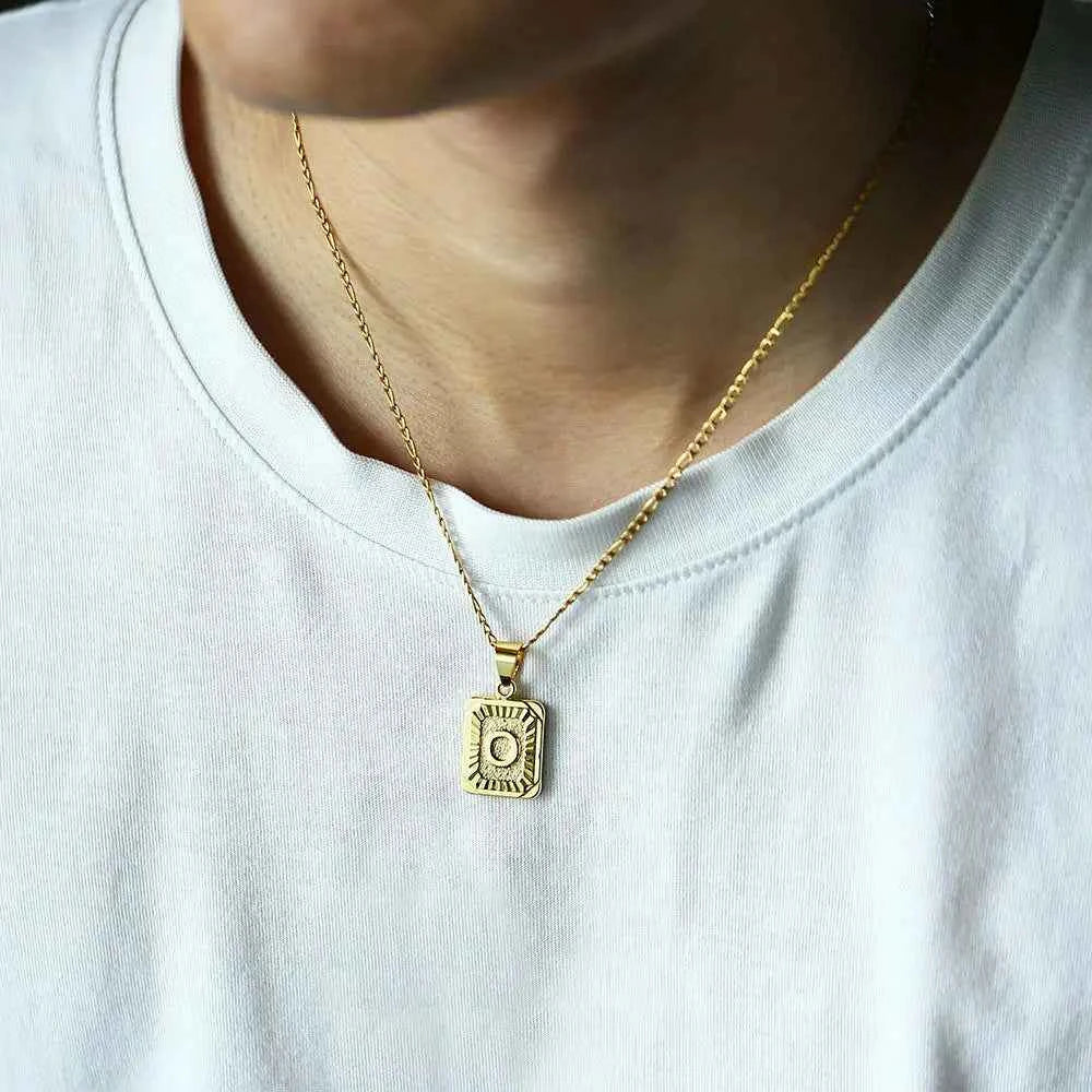 Trendy A-Z Initial Letter Pendant Necklace | Stainless Steel Gold-Color Choker for Men & Women