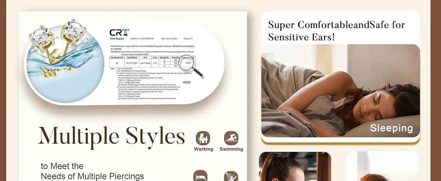 14K Gold Plated Hoop Earrings for Women Double Piercing Chain Earrings Dainty Stud Earrings Hypoallergenic Hoop Earrings Set