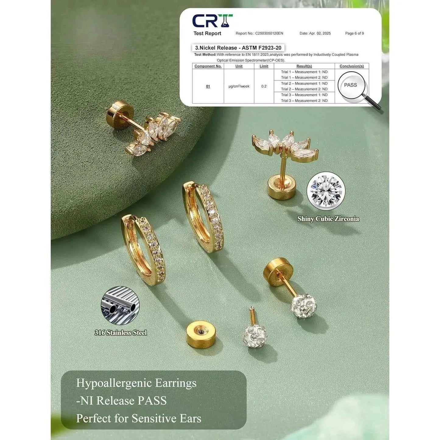Flat Back Earrings Set - 11 Pairs Surgical Steel Studs & Hoops for Cartilage Helix Tragus