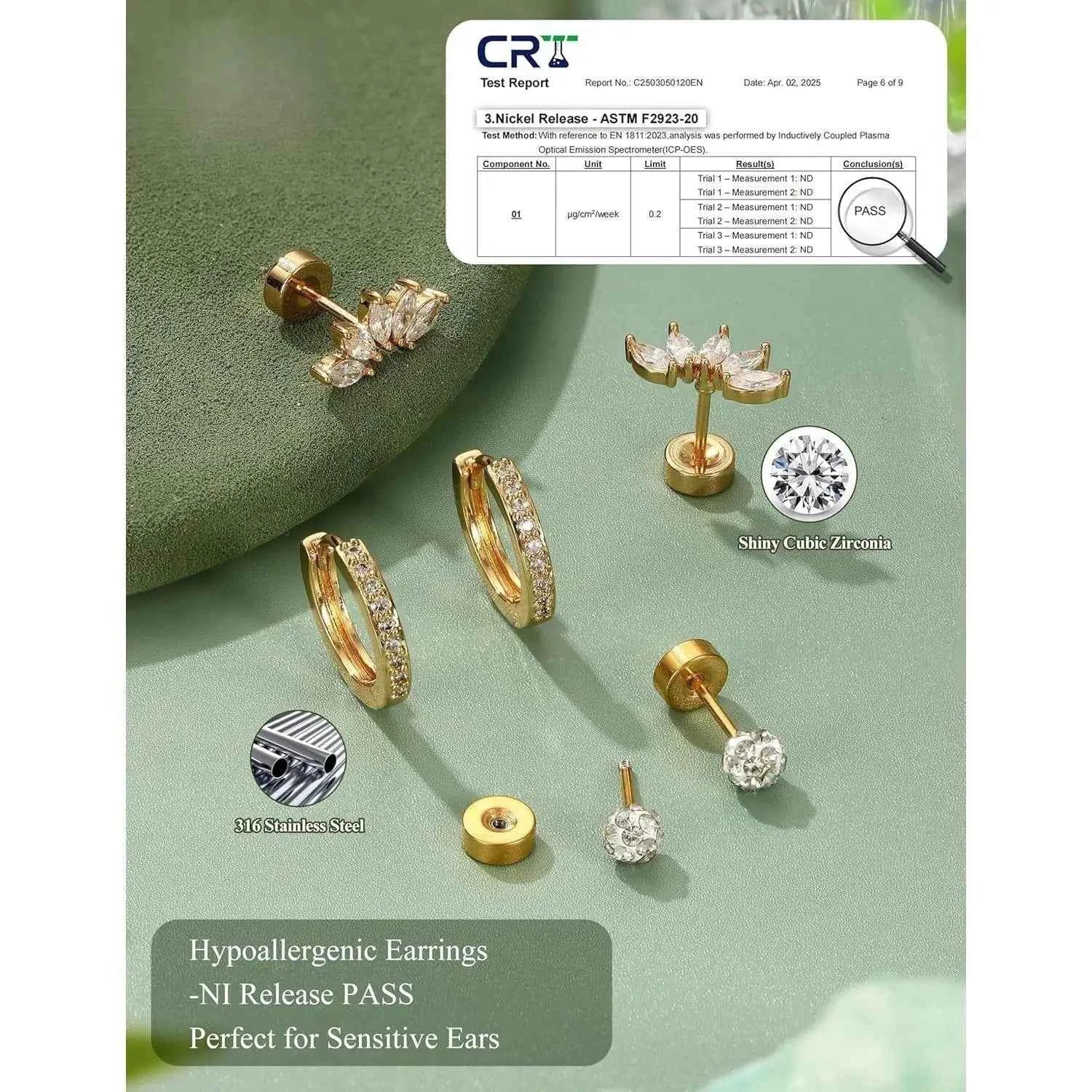 Flat Back Earrings Set - 11 Pairs Surgical Steel Studs & Hoops for Cartilage Helix Tragus