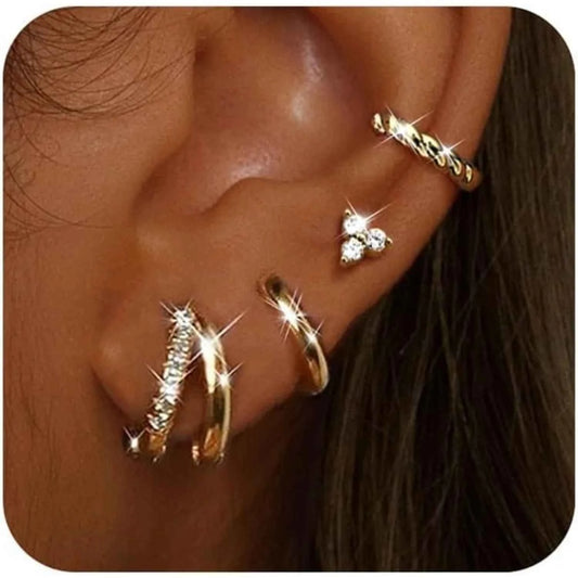 Gold Hoop Earring Set - 4 Pairs Surgical Steel Huggie Hoops