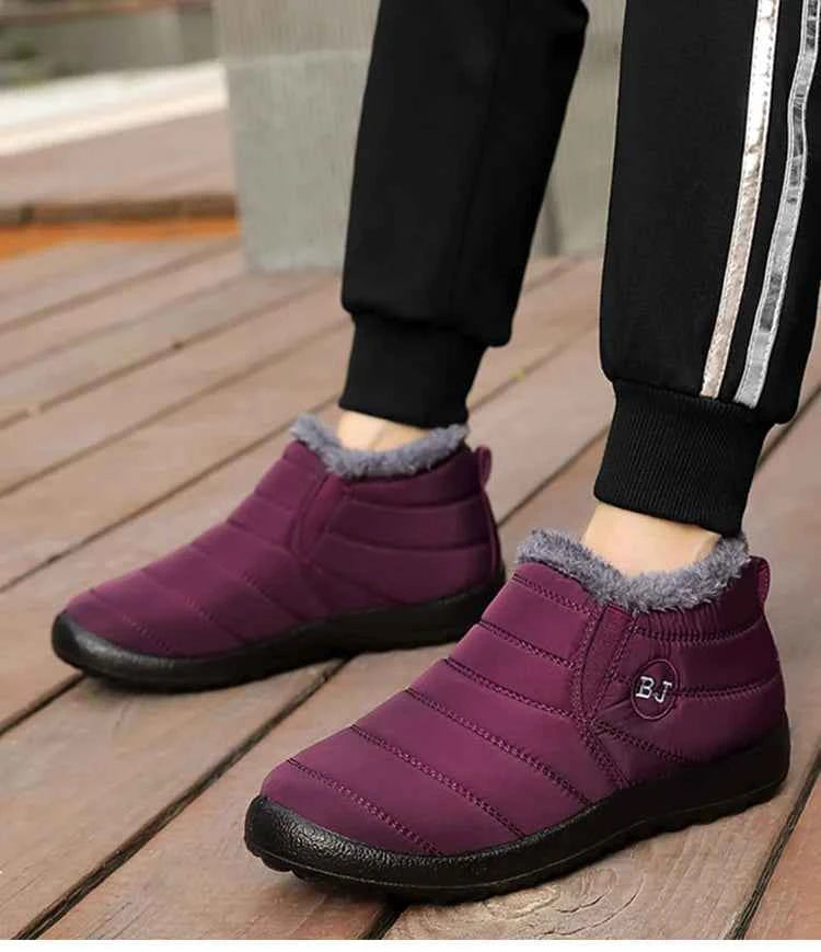 Lightweight Waterproof Snow Boots for Women | Slip-On Plush-Lined Ankle Boots | Plus Size Available