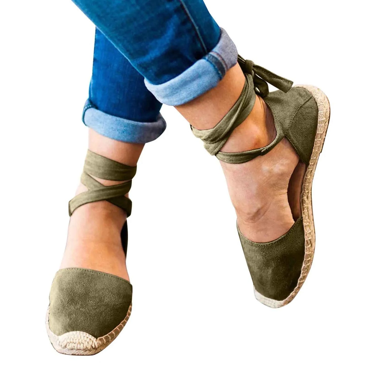 Handmade Linen Sandals Women Espadrilles Ankle Wrap Comfort Bohemian Ladies Summer Shoes