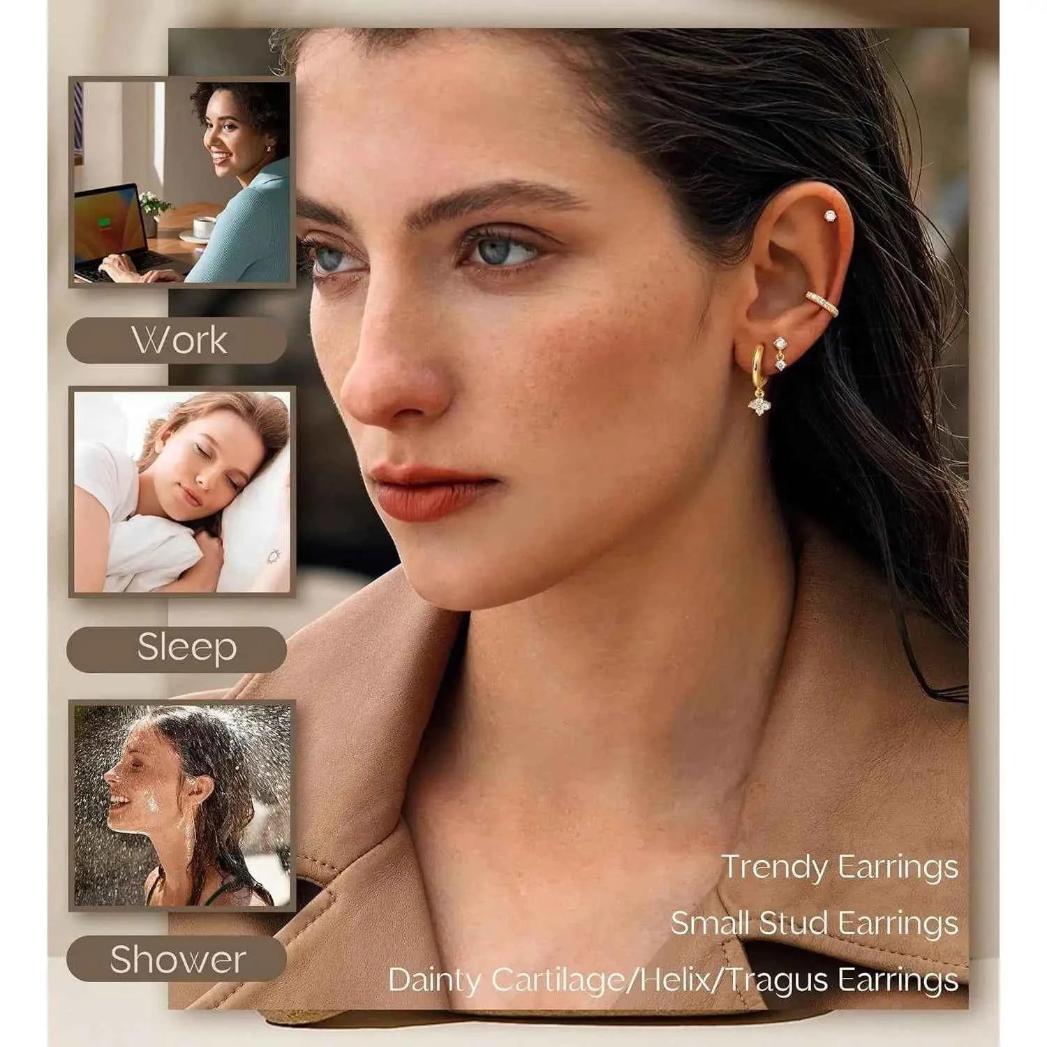 Earrings for Sensitive Ears - 25 Pcs Surgical Steel Flat Back Studs & Hoops Set