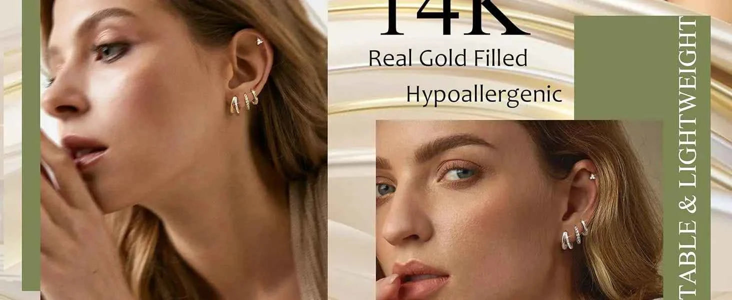 Gold Hoop Earring Set - 4 Pairs Surgical Steel Huggie Hoops