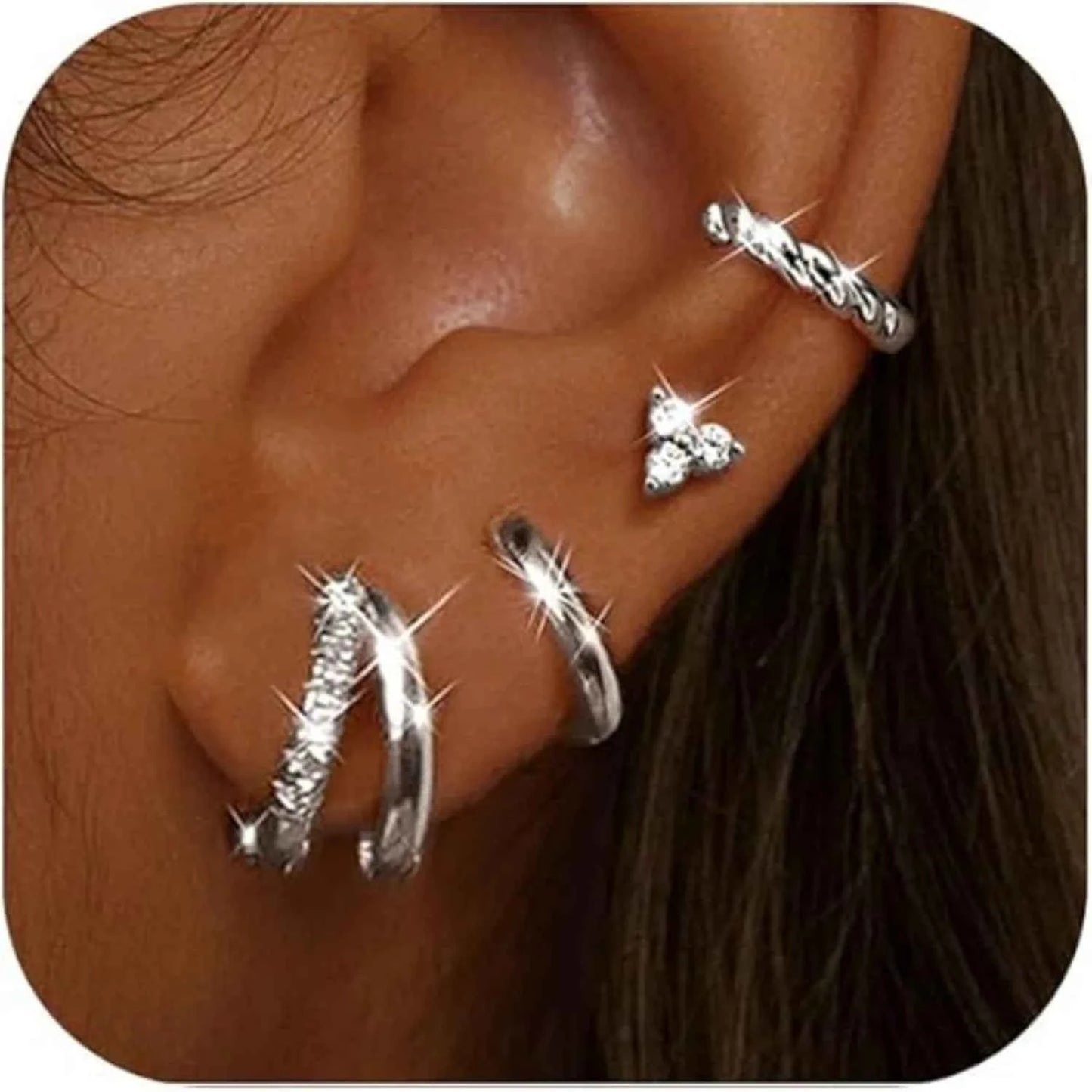 Gold Hoop Earring Set - 4 Pairs Surgical Steel Huggie Hoops