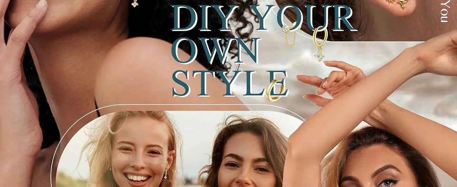 Earrings for Sensitive Ears - 25 Pcs Surgical Steel Flat Back Studs & Hoops Set