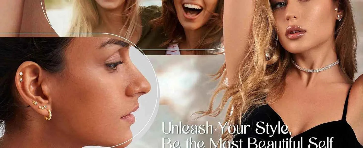 Earrings for Sensitive Ears - 25 Pcs Surgical Steel Flat Back Studs & Hoops Set