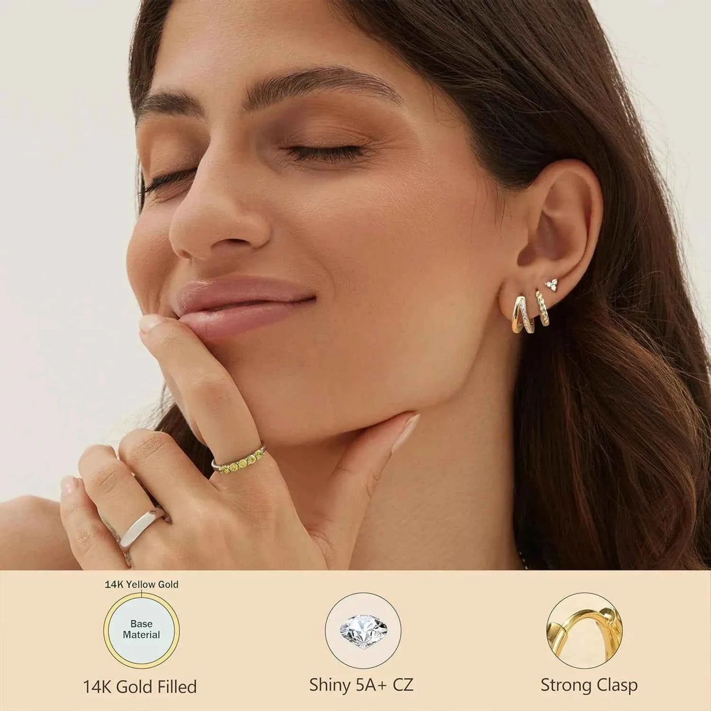 Gold Hoop Earring Set - 4 Pairs Surgical Steel Huggie Hoops