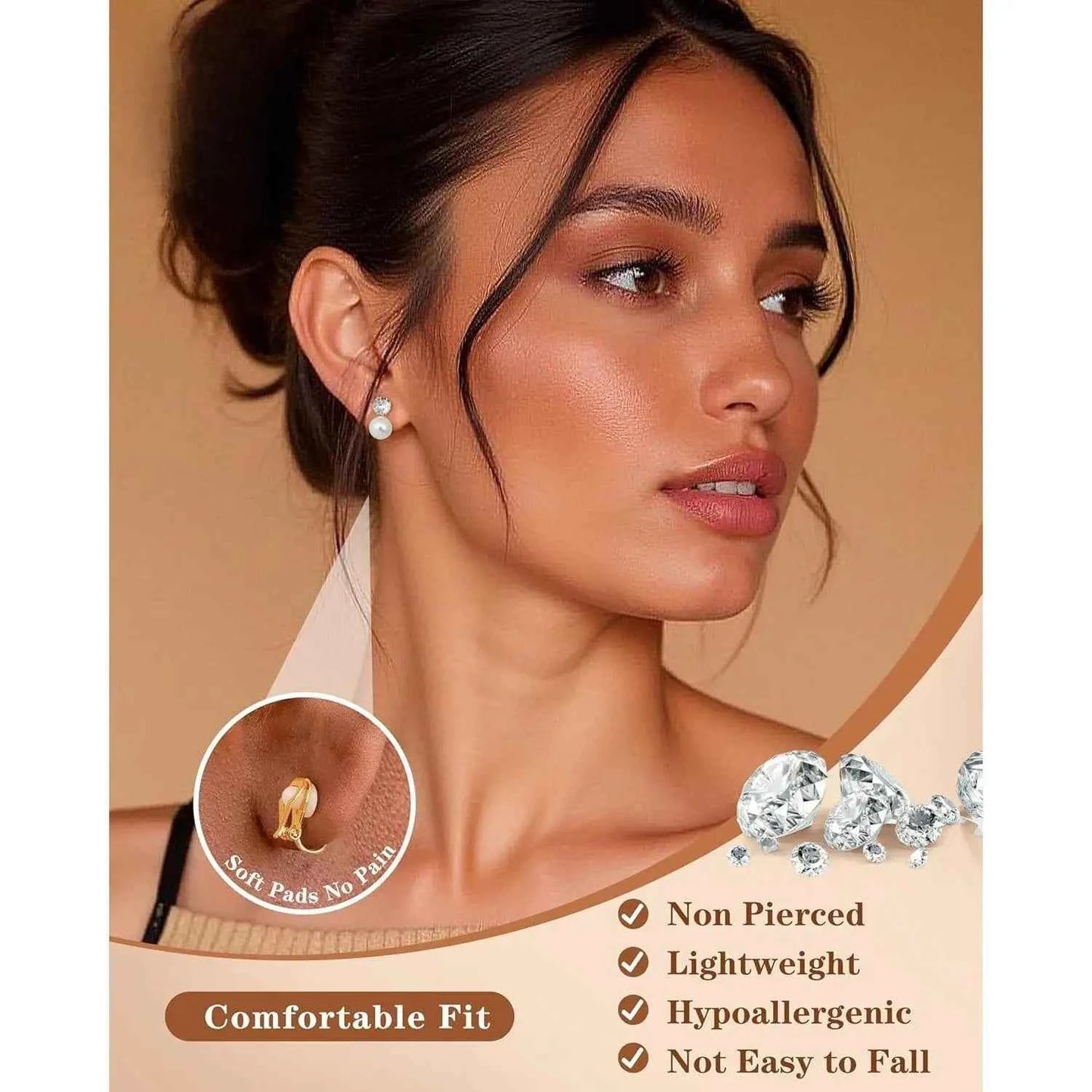 10Pairs Clip On Earrings for Women Non Pierced Ears CZ Pearl Knot Twist Chunky Hoop and Studs Earring Set Ear Clips Jewelry