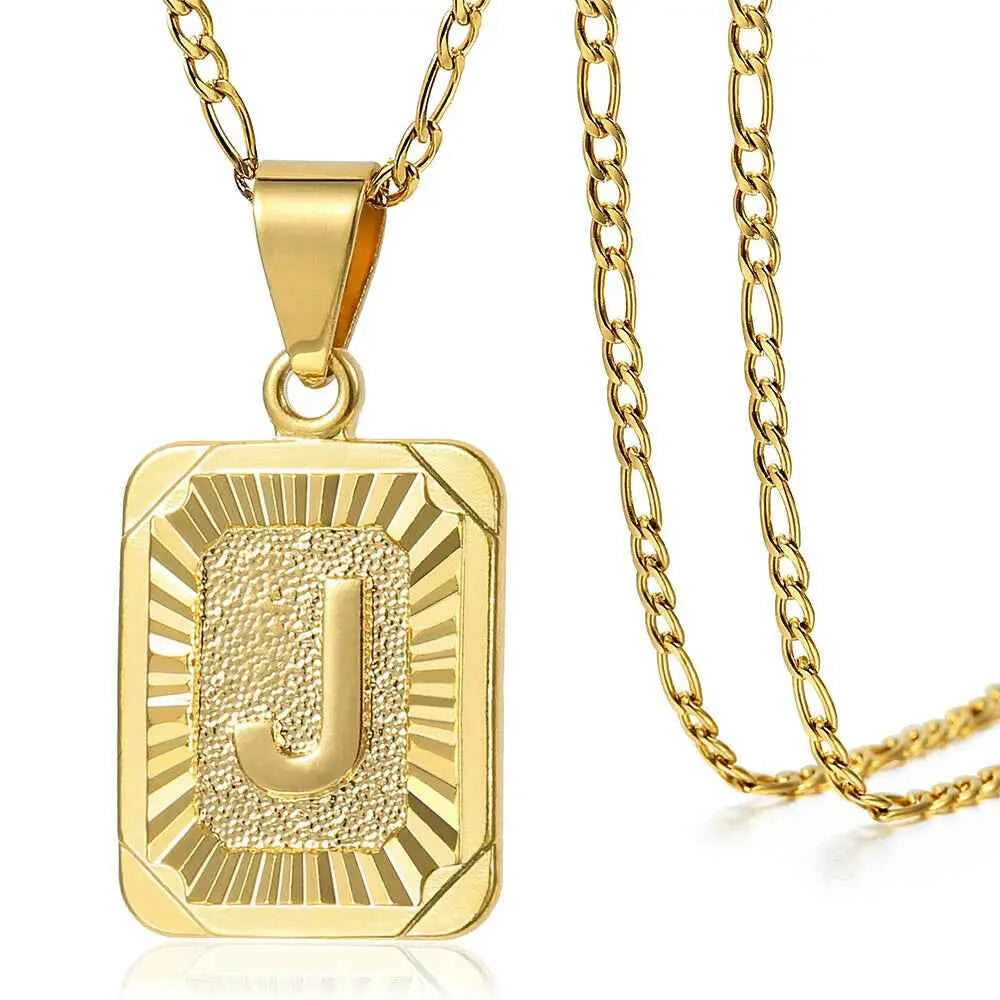 Trendy A-Z Initial Letter Pendant Necklace | Stainless Steel Gold-Color Choker for Men & Women