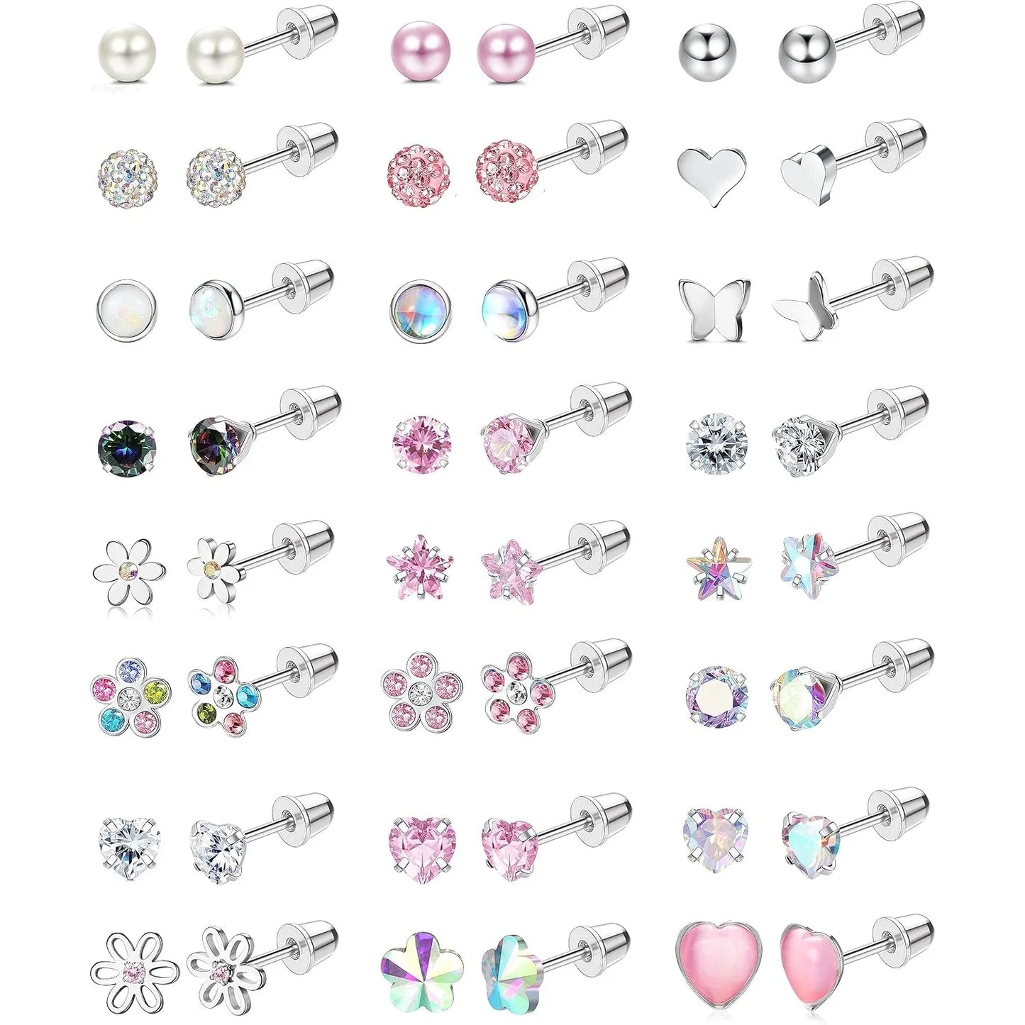 Collection of various earrings on a white background