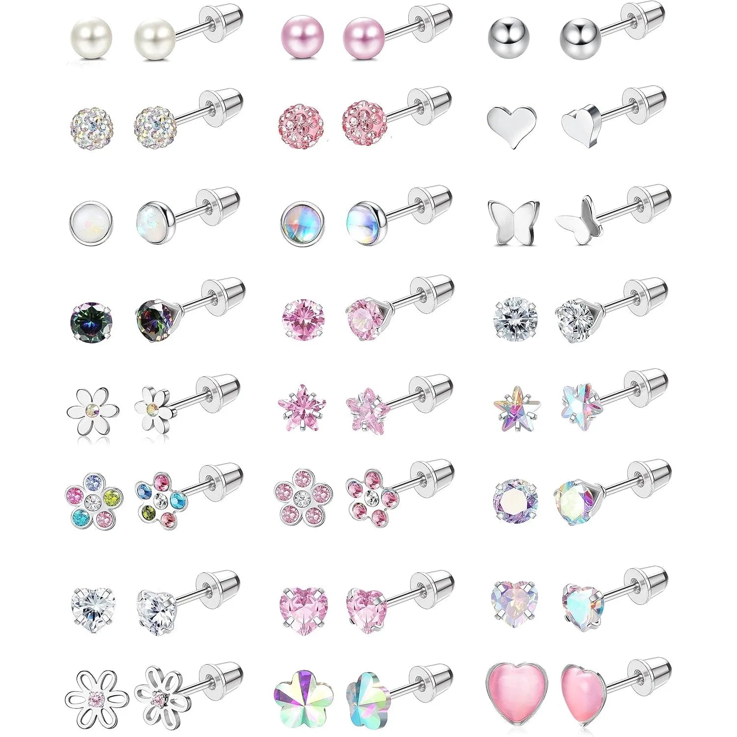 Collection of various earrings on a white background