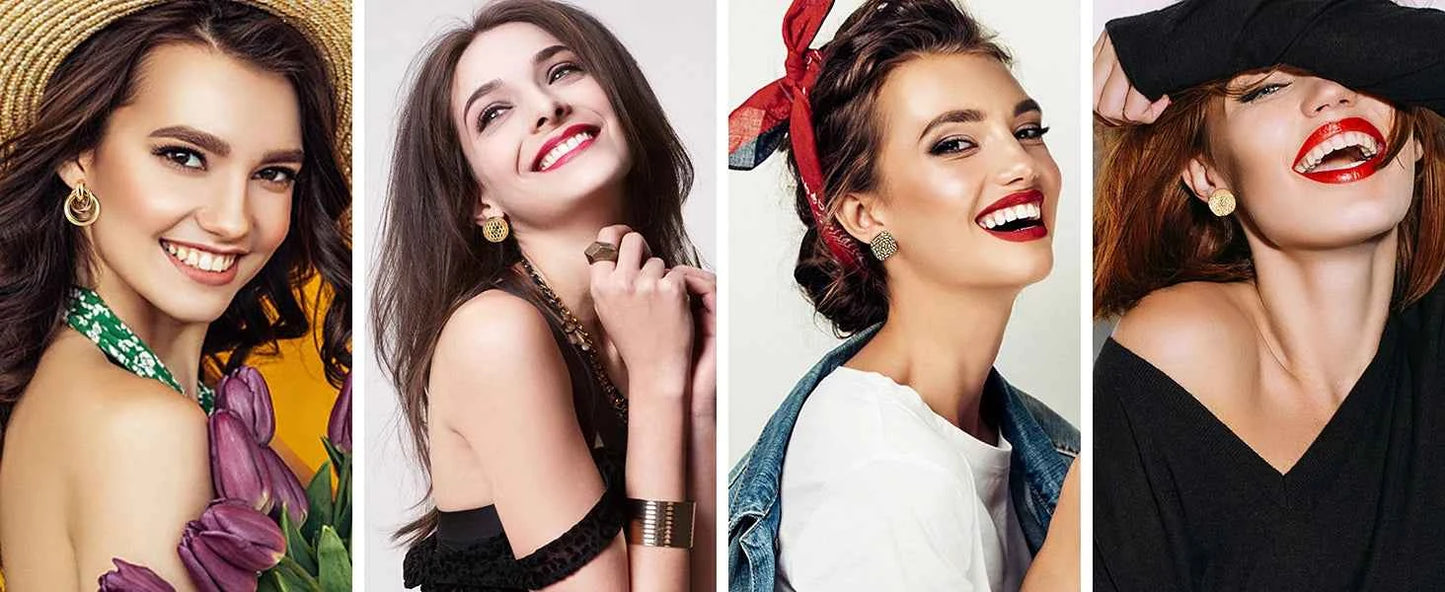 4Pairs Clip On Earrings for Women Chunky Teardrop Clip Earrings Twist Round Clip On Stud Earrings No Piercing Fake Earrings Set