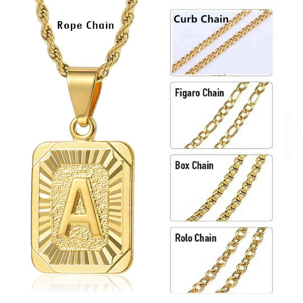 Trendy A-Z Initial Letter Pendant Necklace | Stainless Steel Gold-Color Choker for Men & Women