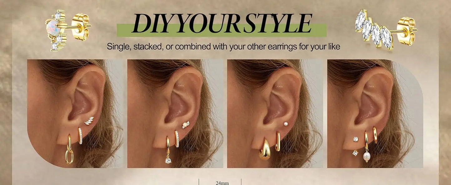 Earring display with 'DIY Your Style' text and multiple ear views.