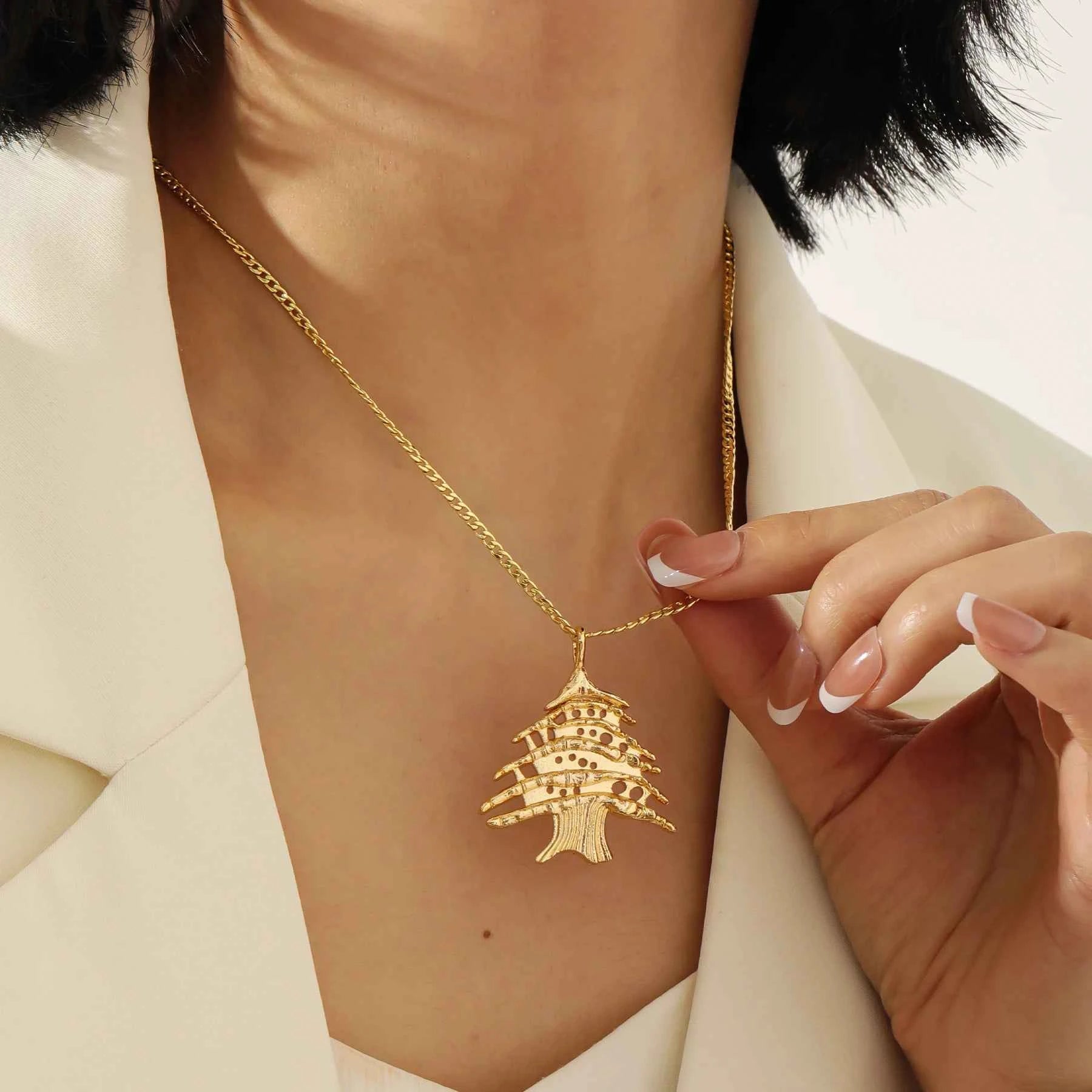 Lebanon Cedar Tree Necklace - Gold Plated Life Tree Pendant