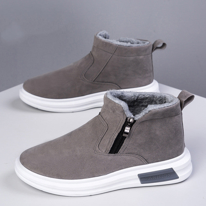 Men's Fashion Snow Boots - Side Zipper Fleece-Lined Ankle Boots