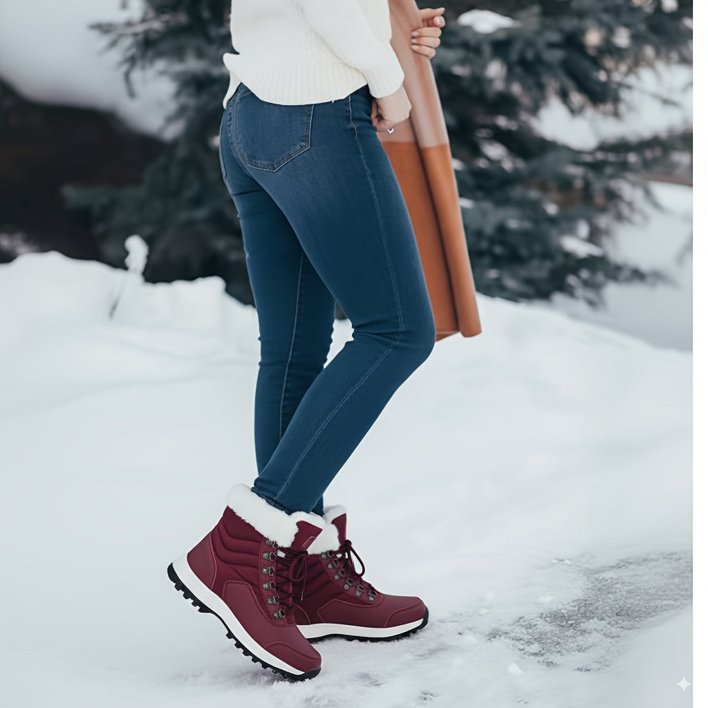 Women's Mid-Calf Snow Boots - Faux Fur Lined Winter Boots