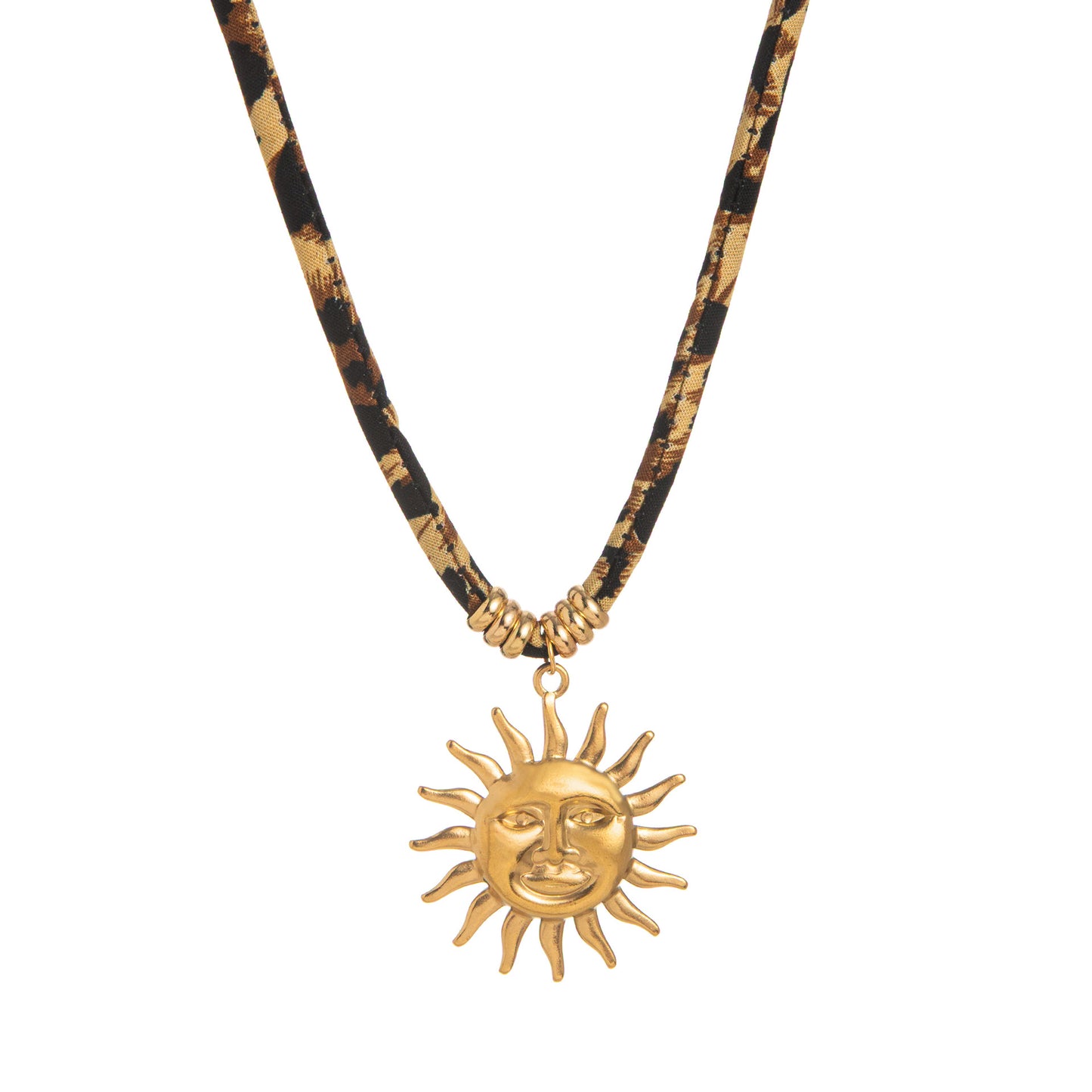 Leopard Print Rope Necklace - Geometric Pendant Fashion Jewelry for Women