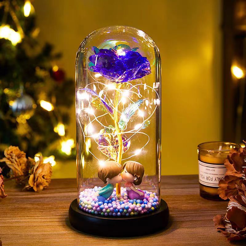 Eternal Rose LED Light - Glass Dome Valentine's Day Gift with Night Light
