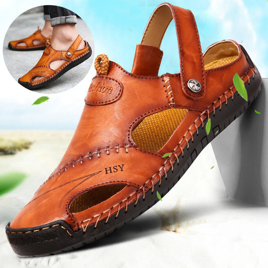 Men's Closed Toe Sandals - Adjustable Summer Slides Beach Shoes