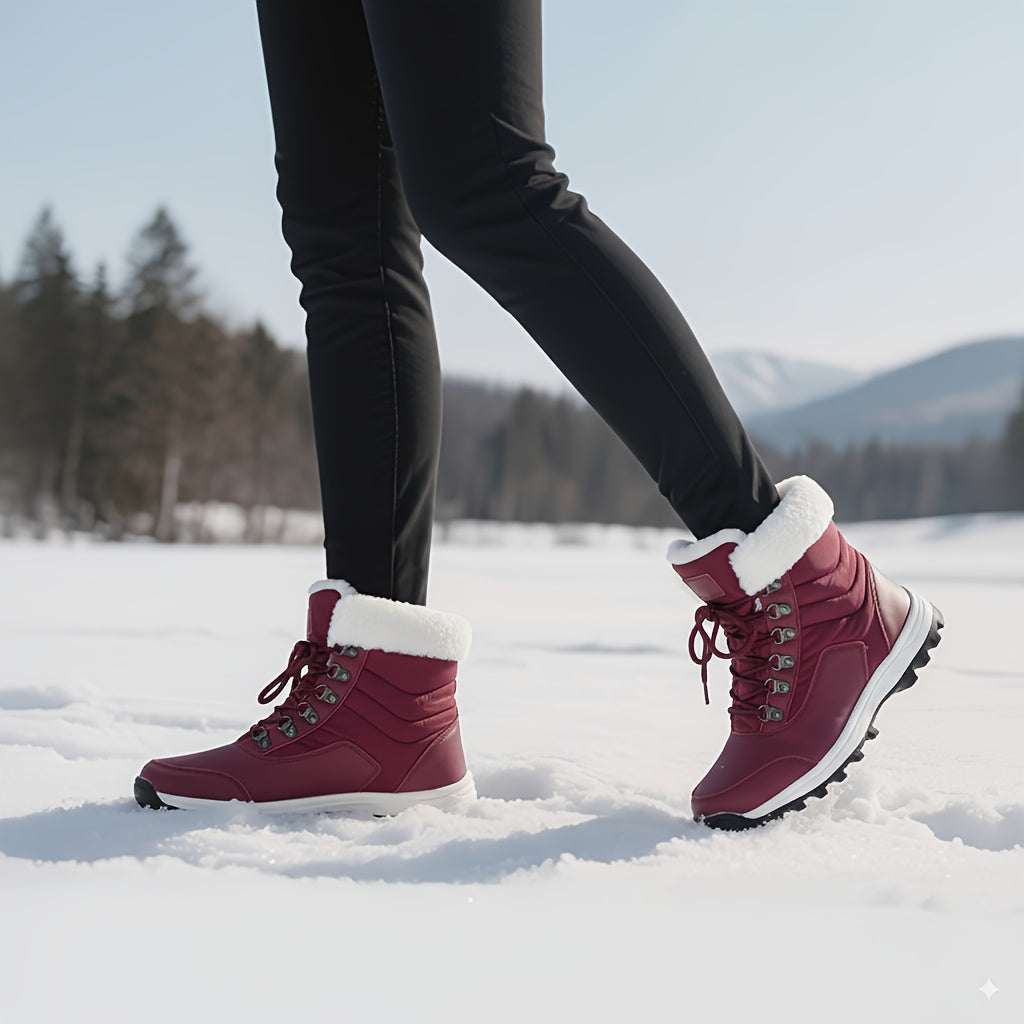 Women's Mid-Calf Snow Boots - Faux Fur Lined Winter Boots