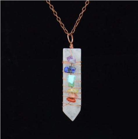Moon Hexagonal Crystal Column Pendant Necklace - Geometric Statement Jewelry for Women