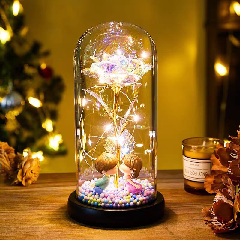 Eternal Rose LED Light - Glass Dome Valentine's Day Gift with Night Light