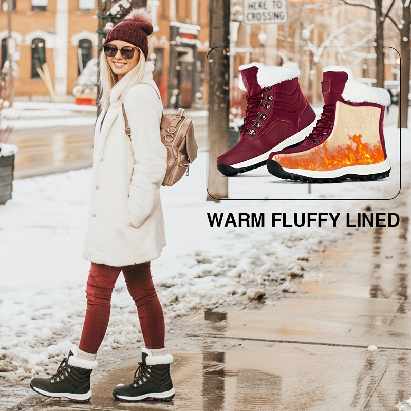 Women's Mid-Calf Snow Boots - Faux Fur Lined Winter Boots