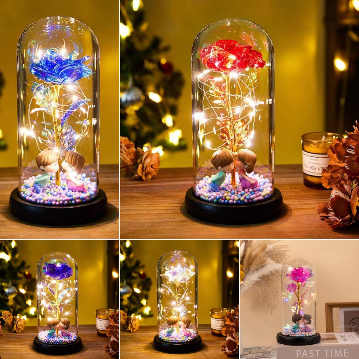 Eternal Rose LED Light - Glass Dome Valentine's Day Gift with Night Light