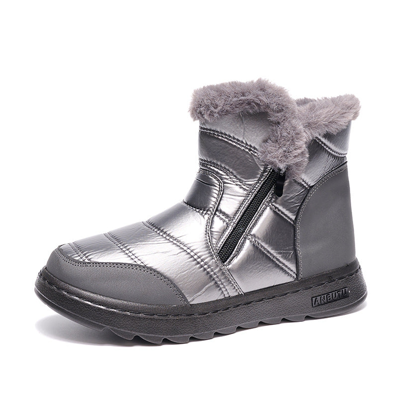 Women's Platform Snow Boots - High-Top Fleece-Lined Waterproof Walking Boots