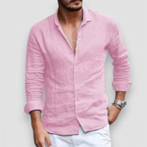 Men's Long Sleeve Casual Shirt - Loose Fit Lapel Button-Up Plus Size Blouse