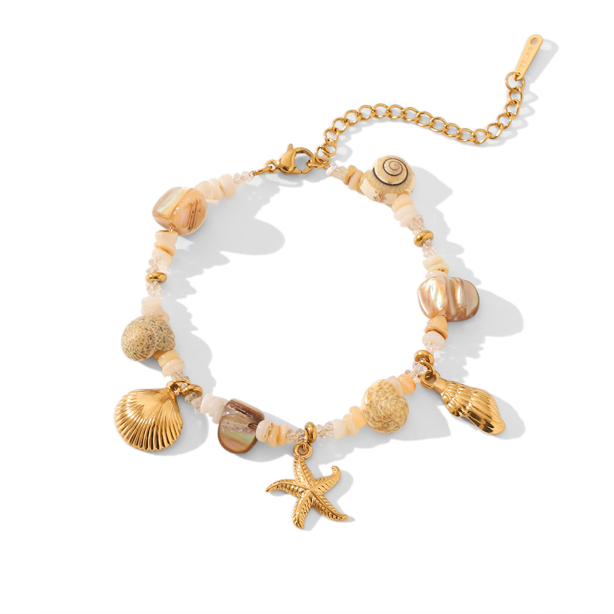 Stainless Steel Seashell Bracelet - Conch & Starfish Beach Jewelry for Women