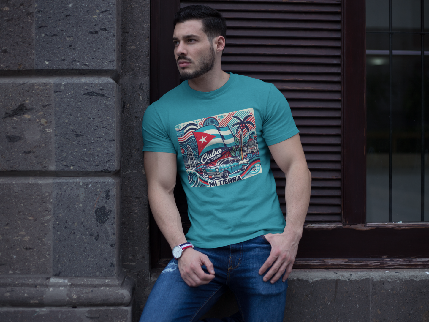 Camiseta Cuba Mi Tierra - T-Shirt Doble Bandera Orgullo Cubano-Americano