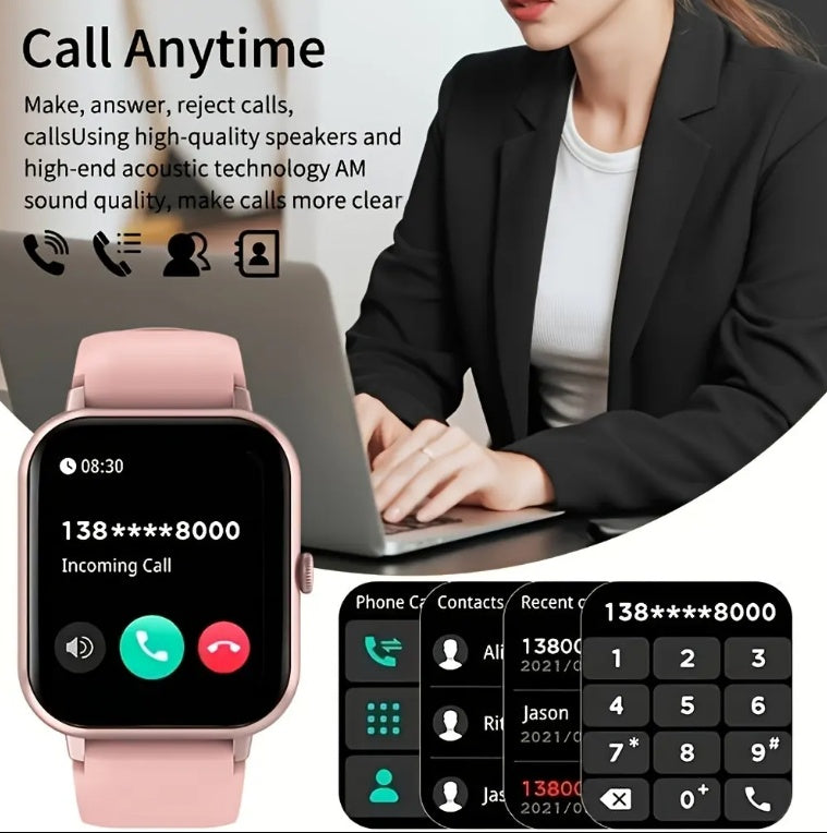 Square Smartwatch for Women & Men - Bluetooth Call, Heart Rate Monitor, Fitness Tracker, Waterproof