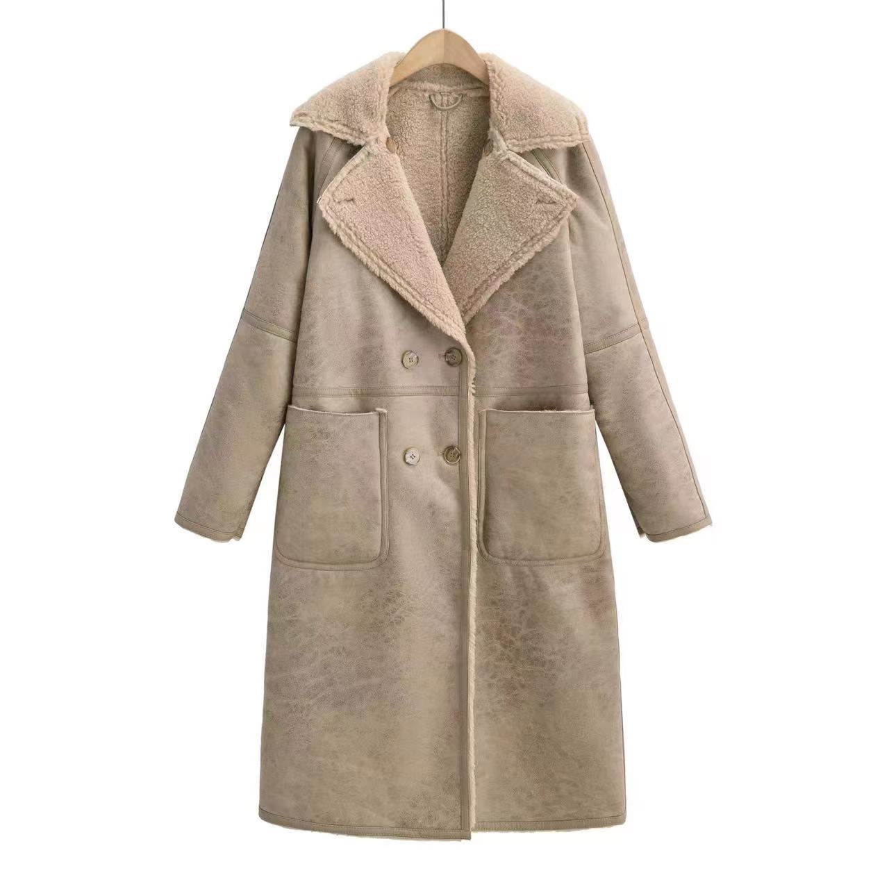Women's Double-Breasted Trench Coat - Belted Mid-Length Winter Windbreaker