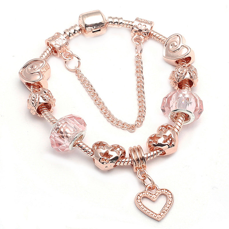 Women's Rose Gold Love Bracelet - Geometric Heart Fashion Jewelry