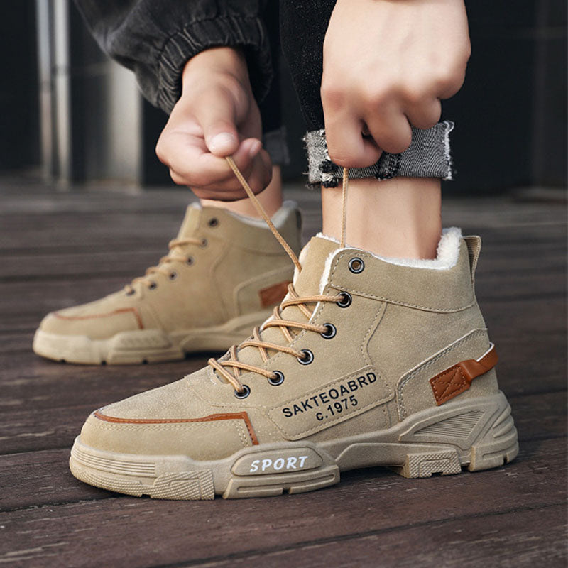 Men's Plush Snow Boots - High-Top Velvet Thickened Workwear Winter Boots